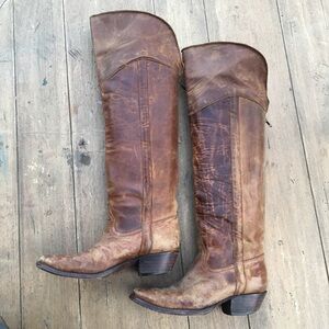 Lucchese Tan Leather Over the Knee Boots